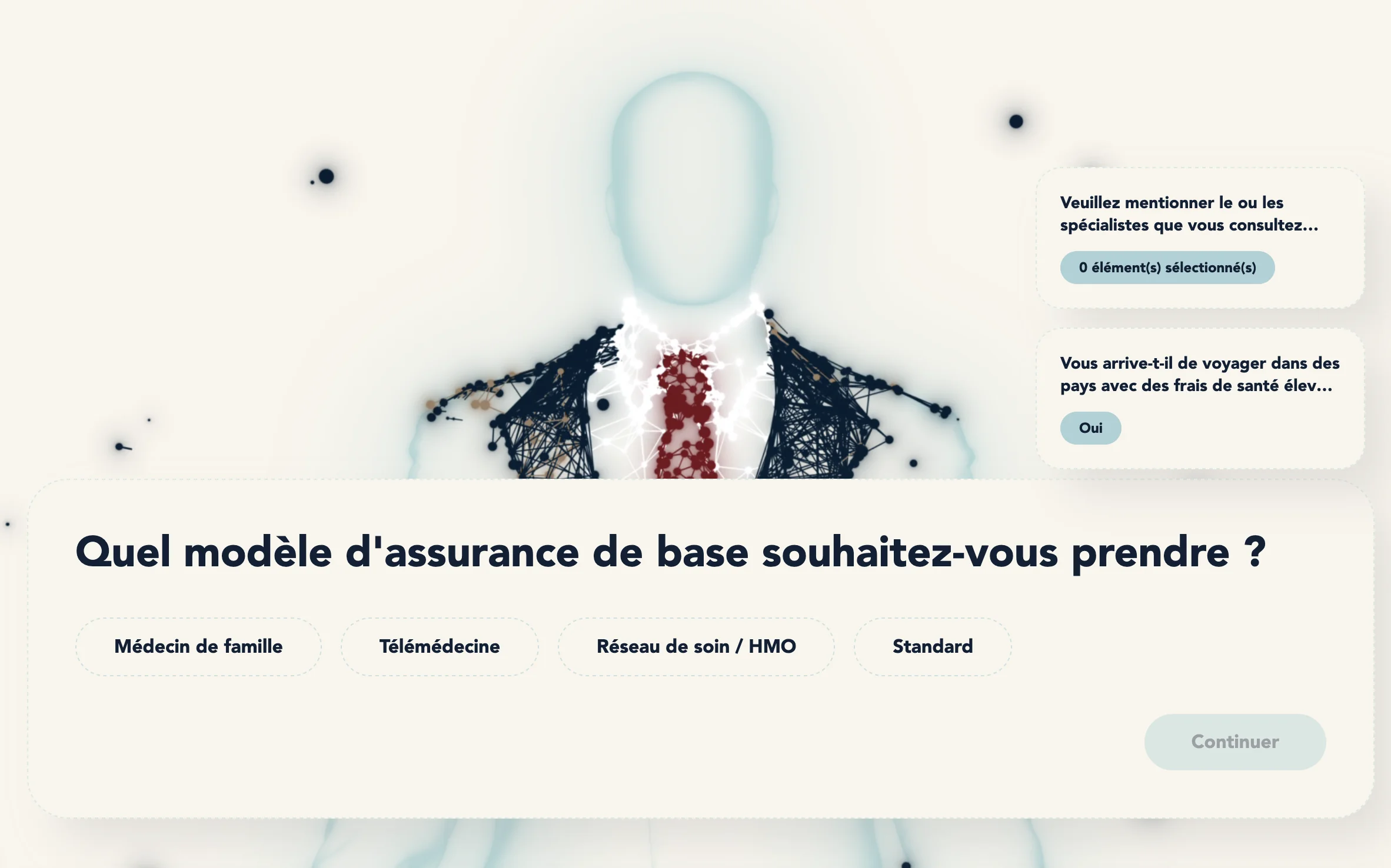 Aperçu du questionnaire Covero